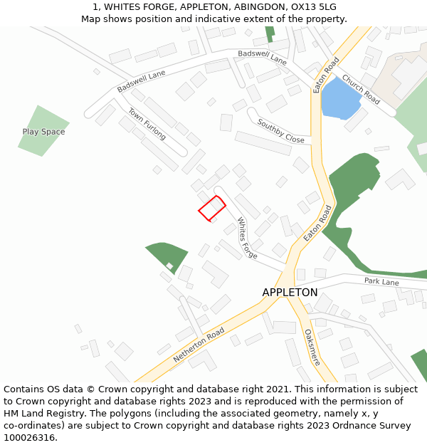 1, WHITES FORGE, APPLETON, ABINGDON, OX13 5LG: Location map and indicative extent of plot