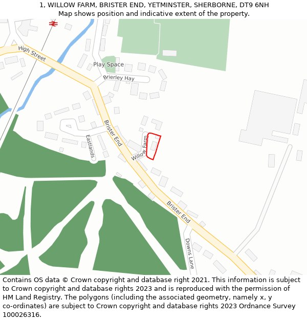 1, WILLOW FARM, BRISTER END, YETMINSTER, SHERBORNE, DT9 6NH: Location map and indicative extent of plot