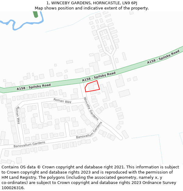 1, WINCEBY GARDENS, HORNCASTLE, LN9 6PJ: Location map and indicative extent of plot