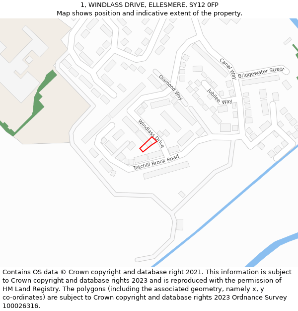 1, WINDLASS DRIVE, ELLESMERE, SY12 0FP: Location map and indicative extent of plot