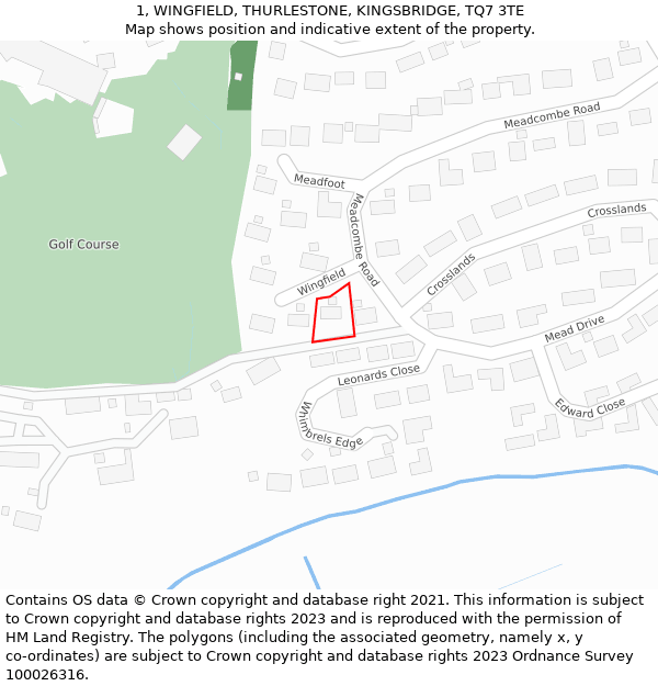 1, WINGFIELD, THURLESTONE, KINGSBRIDGE, TQ7 3TE: Location map and indicative extent of plot