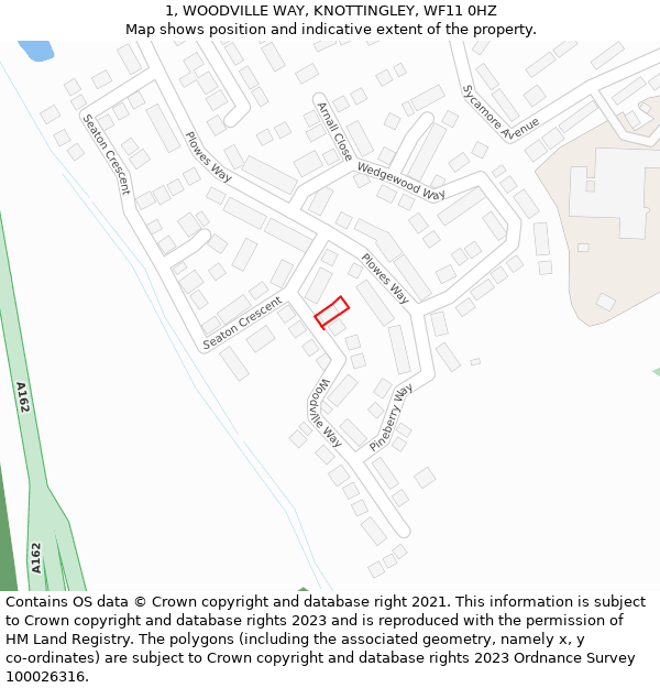 1, WOODVILLE WAY, KNOTTINGLEY, WF11 0HZ: Location map and indicative extent of plot