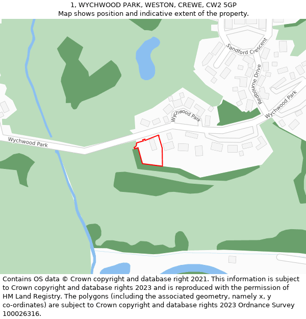 1, WYCHWOOD PARK, WESTON, CREWE, CW2 5GP: Location map and indicative extent of plot