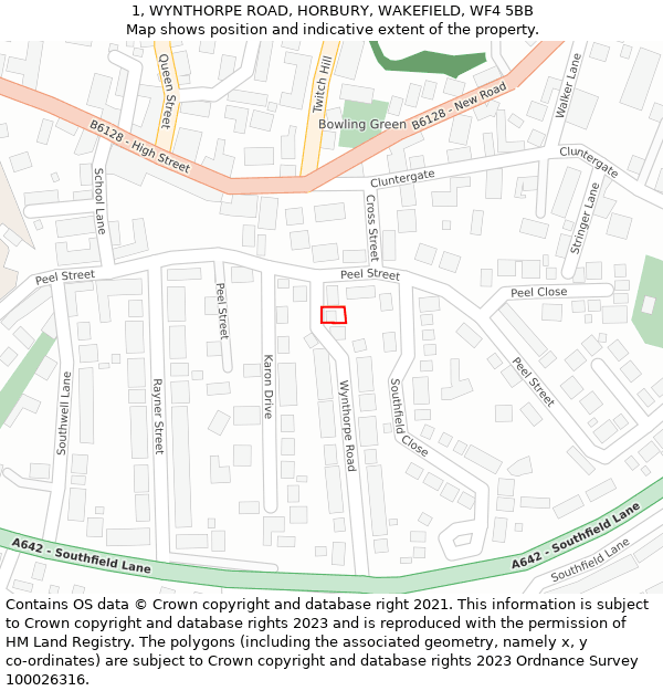 1, WYNTHORPE ROAD, HORBURY, WAKEFIELD, WF4 5BB: Location map and indicative extent of plot