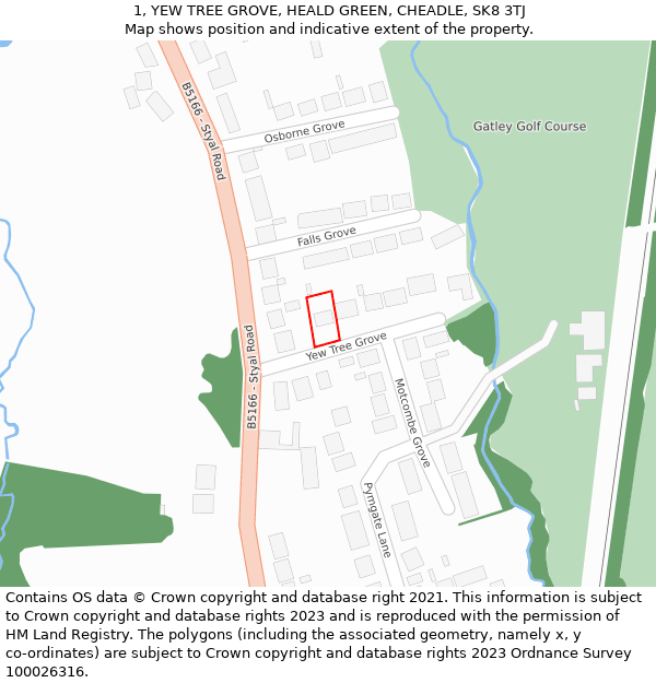 1, YEW TREE GROVE, HEALD GREEN, CHEADLE, SK8 3TJ: Location map and indicative extent of plot