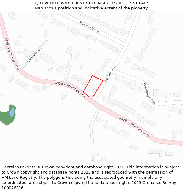 1, YEW TREE WAY, PRESTBURY, MACCLESFIELD, SK10 4EX: Location map and indicative extent of plot
