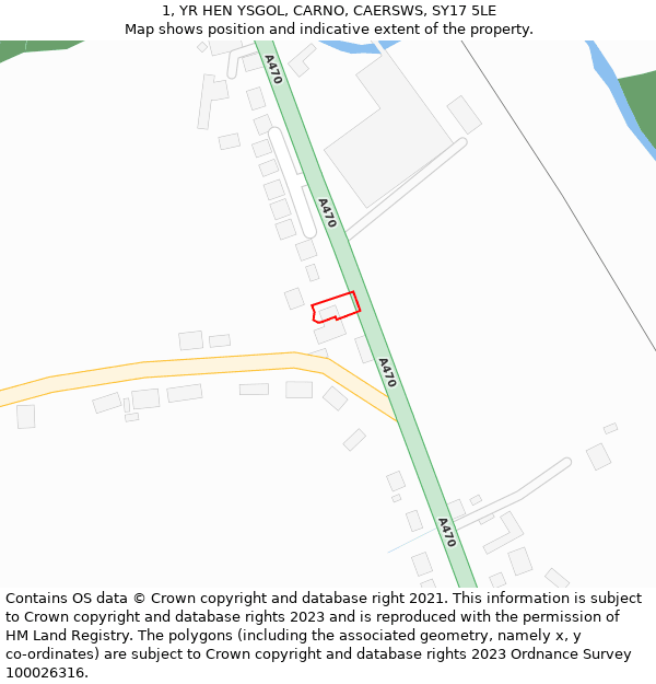 1, YR HEN YSGOL, CARNO, CAERSWS, SY17 5LE: Location map and indicative extent of plot