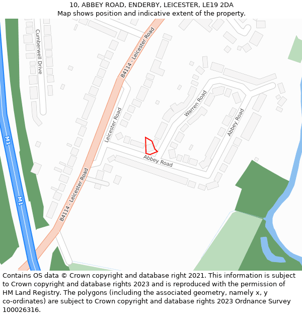 10, ABBEY ROAD, ENDERBY, LEICESTER, LE19 2DA: Location map and indicative extent of plot