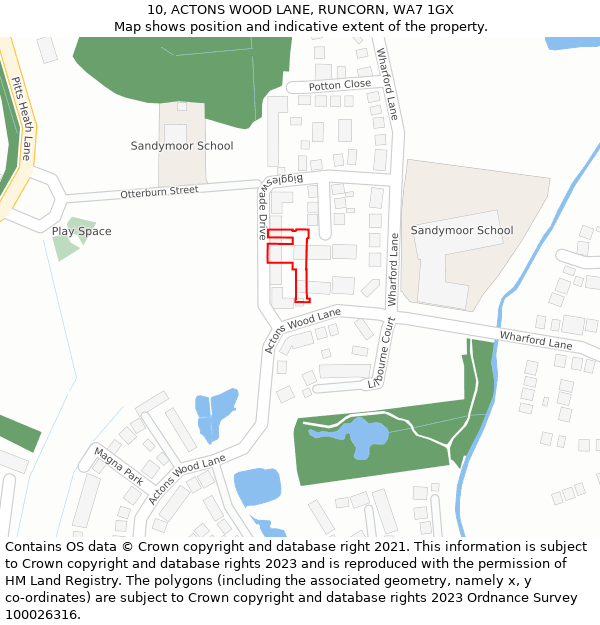 10, ACTONS WOOD LANE, RUNCORN, WA7 1GX: Location map and indicative extent of plot