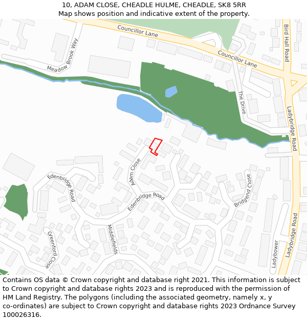 10, ADAM CLOSE, CHEADLE HULME, CHEADLE, SK8 5RR: Location map and indicative extent of plot