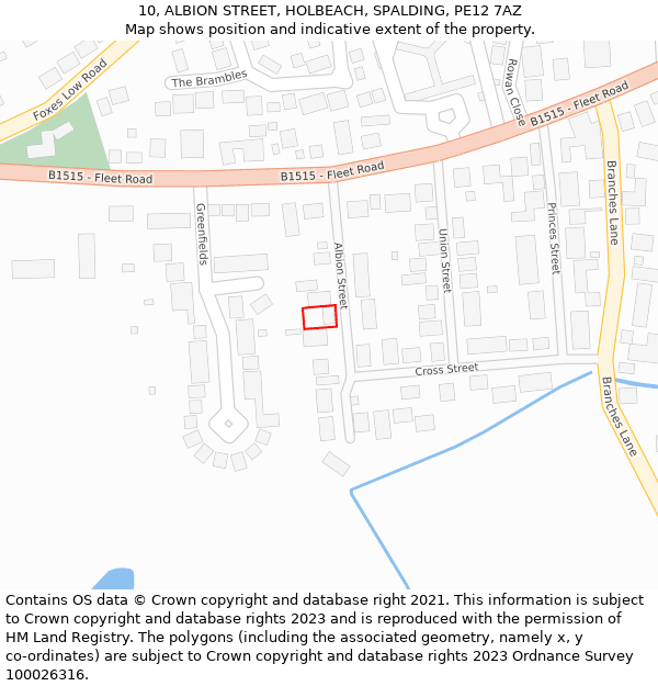 10, ALBION STREET, HOLBEACH, SPALDING, PE12 7AZ: Location map and indicative extent of plot