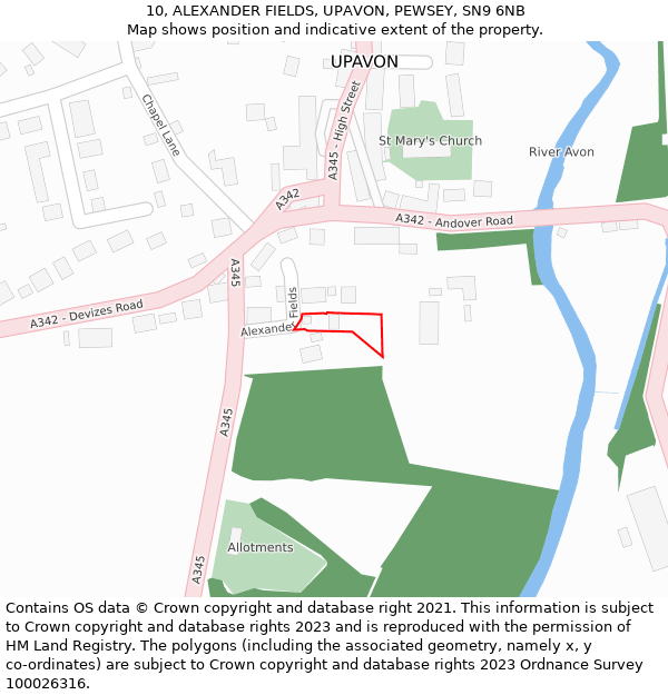 10, ALEXANDER FIELDS, UPAVON, PEWSEY, SN9 6NB: Location map and indicative extent of plot