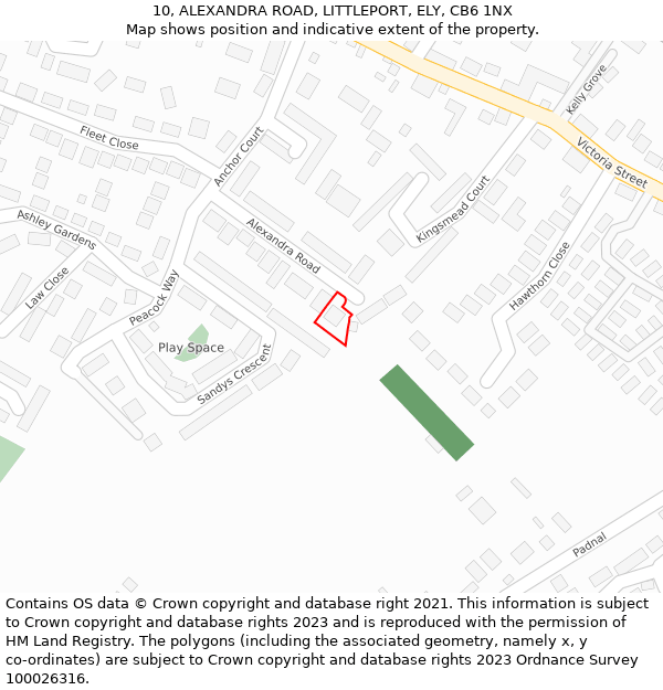 10, ALEXANDRA ROAD, LITTLEPORT, ELY, CB6 1NX: Location map and indicative extent of plot