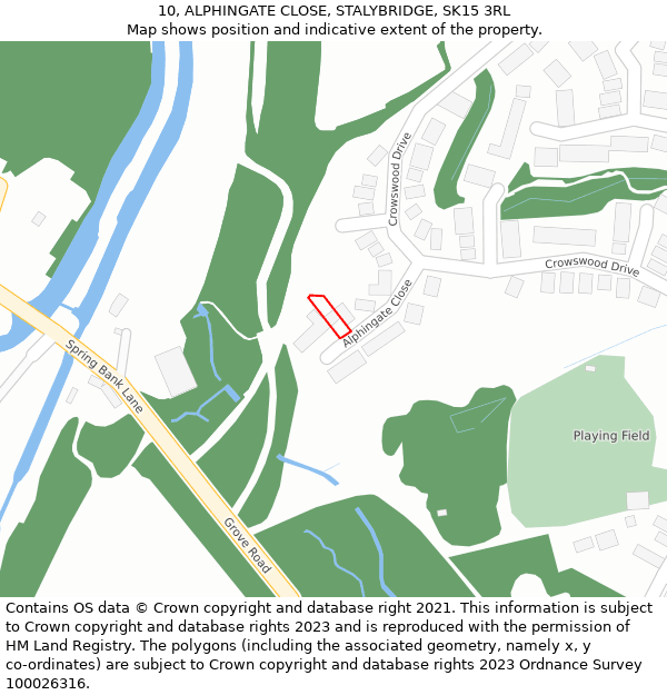 10, ALPHINGATE CLOSE, STALYBRIDGE, SK15 3RL: Location map and indicative extent of plot