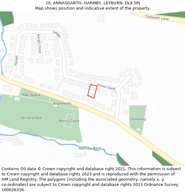 10, ANNASGARTH, HARMBY, LEYBURN, DL8 5PJ: Location map and indicative extent of plot