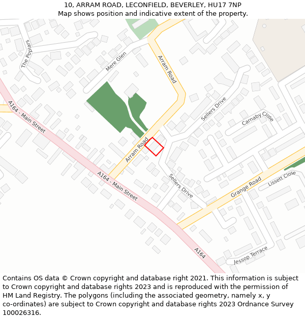 10, ARRAM ROAD, LECONFIELD, BEVERLEY, HU17 7NP: Location map and indicative extent of plot