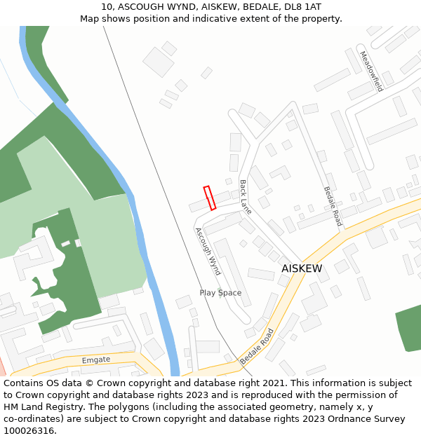 10, ASCOUGH WYND, AISKEW, BEDALE, DL8 1AT: Location map and indicative extent of plot