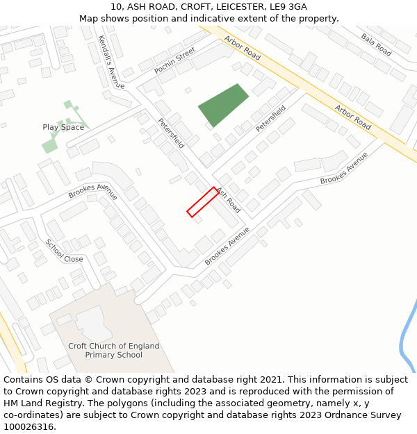10, ASH ROAD, CROFT, LEICESTER, LE9 3GA: Location map and indicative extent of plot