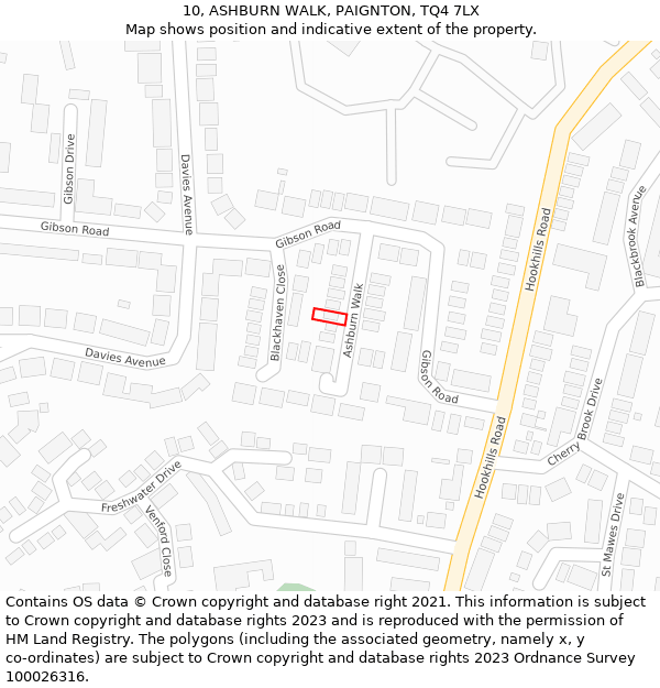 10, ASHBURN WALK, PAIGNTON, TQ4 7LX: Location map and indicative extent of plot