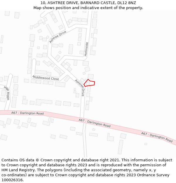 10, ASHTREE DRIVE, BARNARD CASTLE, DL12 8NZ: Location map and indicative extent of plot