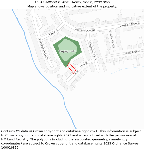 10, ASHWOOD GLADE, HAXBY, YORK, YO32 3GQ: Location map and indicative extent of plot