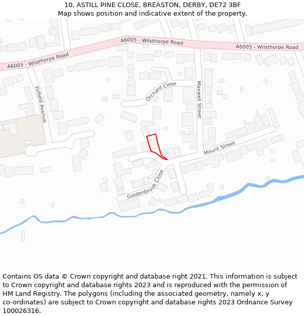 10, ASTILL PINE CLOSE, BREASTON, DERBY, DE72 3BF: Location map and indicative extent of plot