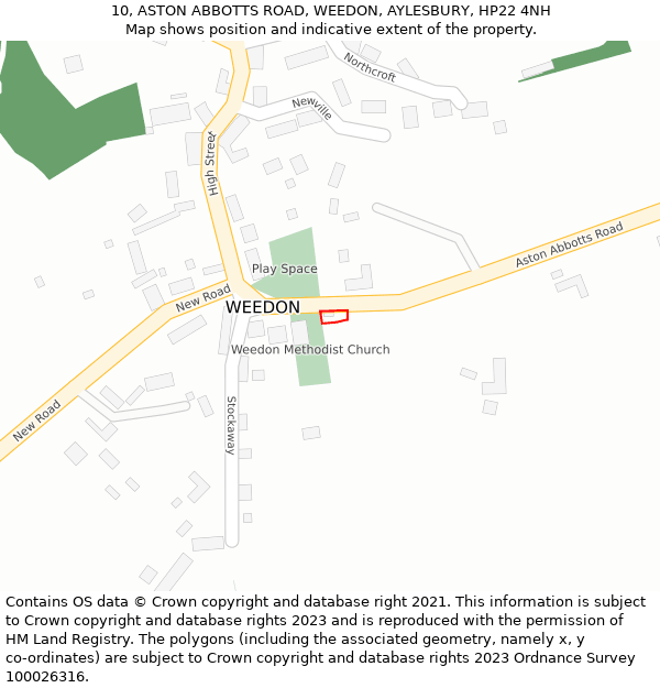 10, ASTON ABBOTTS ROAD, WEEDON, AYLESBURY, HP22 4NH: Location map and indicative extent of plot