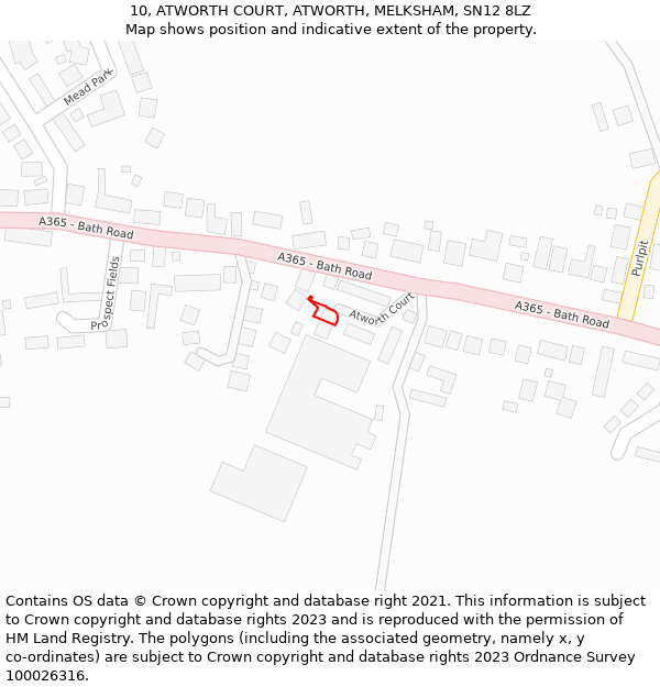 10, ATWORTH COURT, ATWORTH, MELKSHAM, SN12 8LZ: Location map and indicative extent of plot