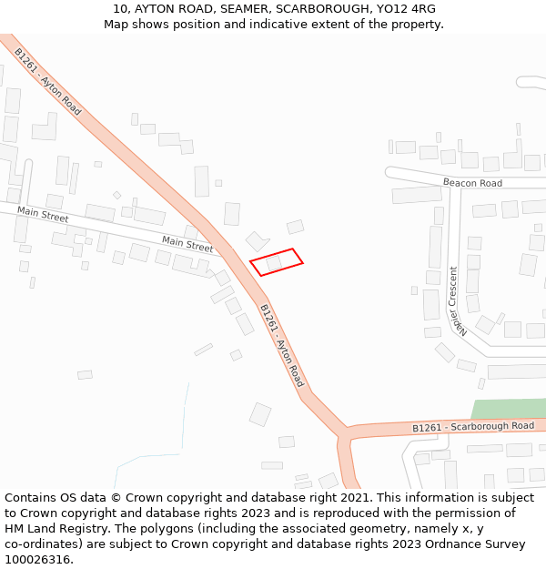 10, AYTON ROAD, SEAMER, SCARBOROUGH, YO12 4RG: Location map and indicative extent of plot