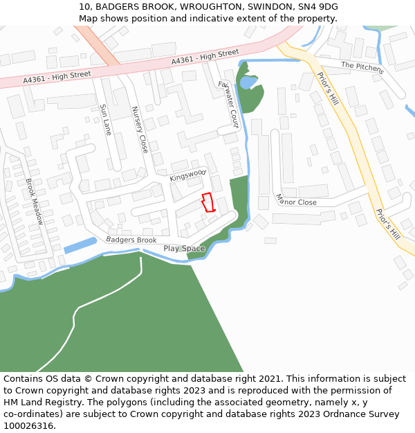 10, BADGERS BROOK, WROUGHTON, SWINDON, SN4 9DG: Location map and indicative extent of plot