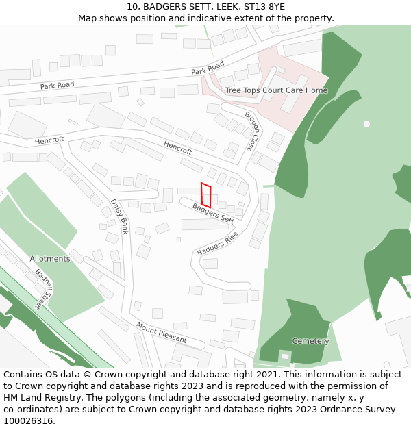 10, BADGERS SETT, LEEK, ST13 8YE: Location map and indicative extent of plot