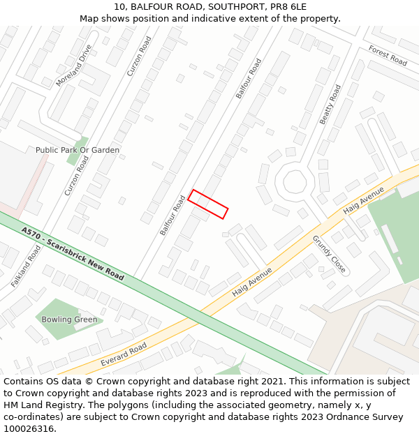 10, BALFOUR ROAD, SOUTHPORT, PR8 6LE: Location map and indicative extent of plot