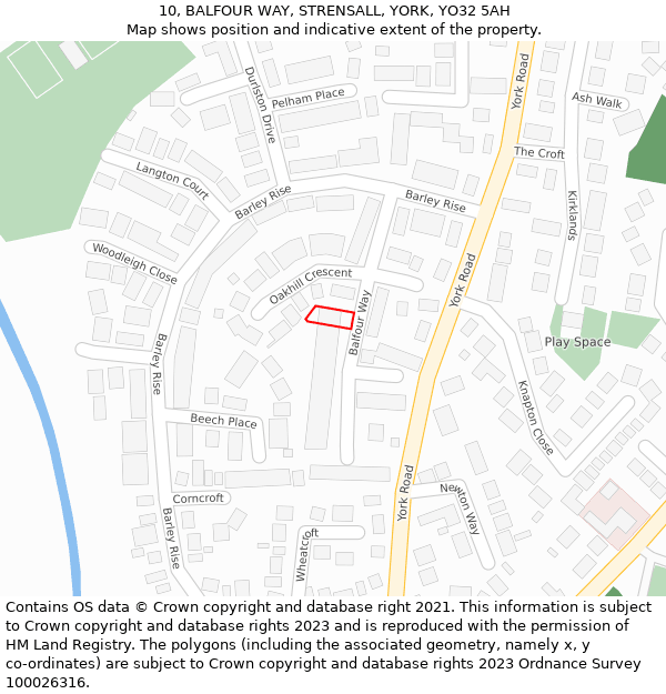 10, BALFOUR WAY, STRENSALL, YORK, YO32 5AH: Location map and indicative extent of plot