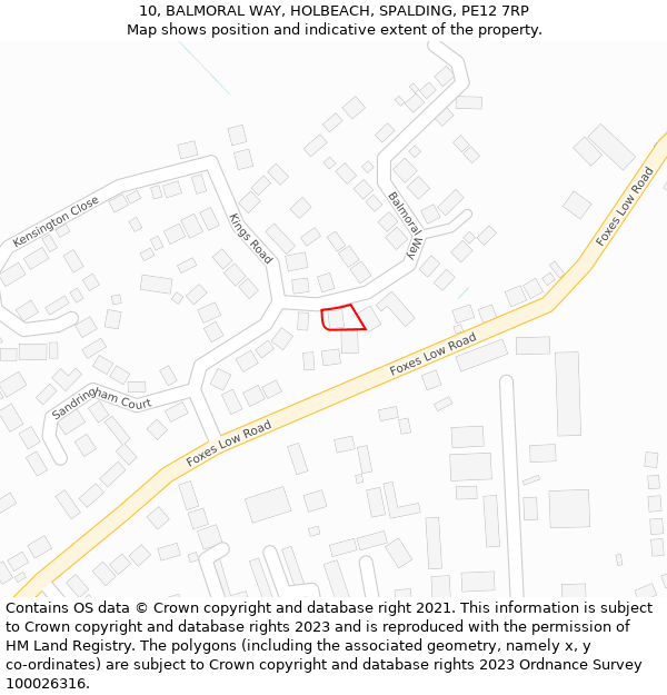 10, BALMORAL WAY, HOLBEACH, SPALDING, PE12 7RP: Location map and indicative extent of plot