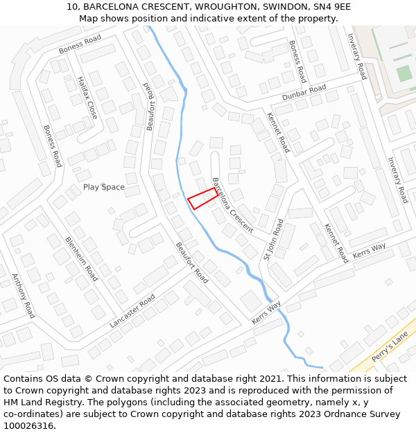 10, BARCELONA CRESCENT, WROUGHTON, SWINDON, SN4 9EE: Location map and indicative extent of plot