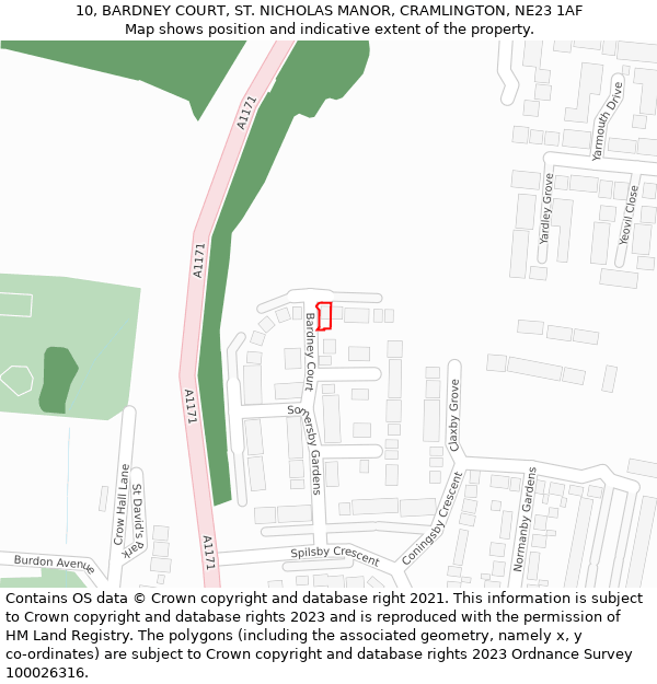 10, BARDNEY COURT, ST. NICHOLAS MANOR, CRAMLINGTON, NE23 1AF: Location map and indicative extent of plot