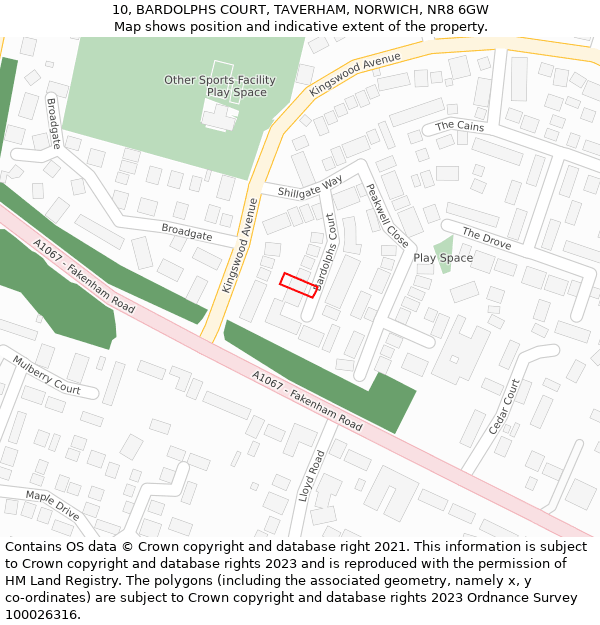 10, BARDOLPHS COURT, TAVERHAM, NORWICH, NR8 6GW: Location map and indicative extent of plot