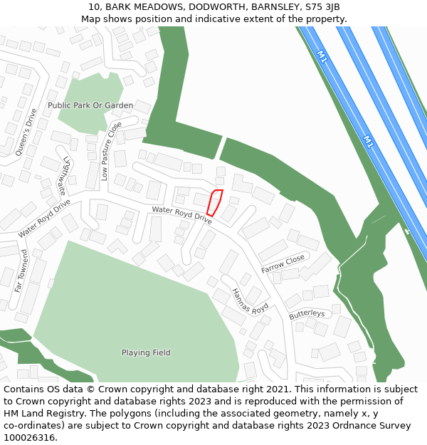 10, BARK MEADOWS, DODWORTH, BARNSLEY, S75 3JB: Location map and indicative extent of plot