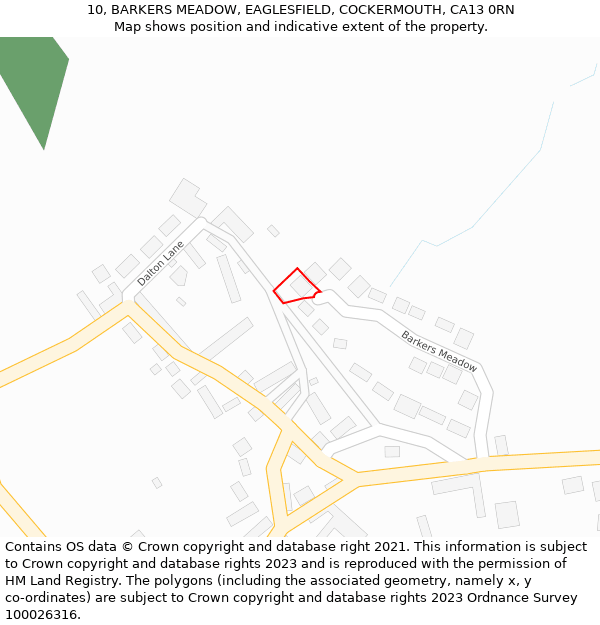 10, BARKERS MEADOW, EAGLESFIELD, COCKERMOUTH, CA13 0RN: Location map and indicative extent of plot