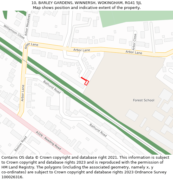 10, BARLEY GARDENS, WINNERSH, WOKINGHAM, RG41 5JL: Location map and indicative extent of plot