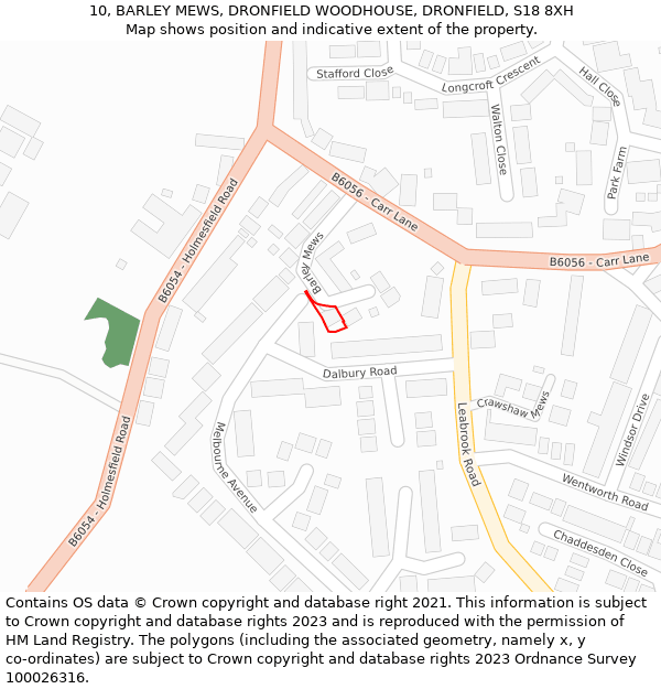 10, BARLEY MEWS, DRONFIELD WOODHOUSE, DRONFIELD, S18 8XH: Location map and indicative extent of plot