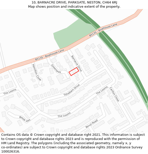 10, BARNACRE DRIVE, PARKGATE, NESTON, CH64 6RJ: Location map and indicative extent of plot