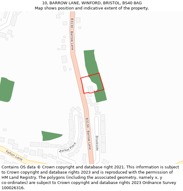 10, BARROW LANE, WINFORD, BRISTOL, BS40 8AG: Location map and indicative extent of plot