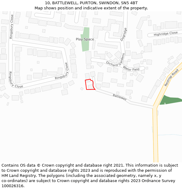 10, BATTLEWELL, PURTON, SWINDON, SN5 4BT: Location map and indicative extent of plot