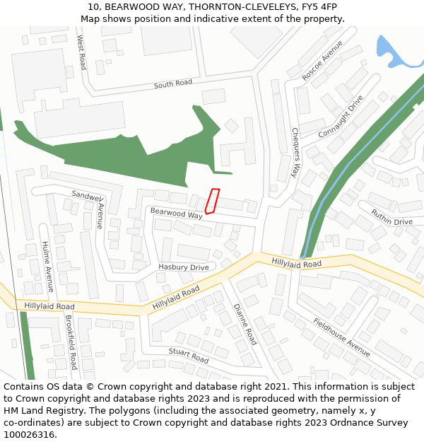 10, BEARWOOD WAY, THORNTON-CLEVELEYS, FY5 4FP: Location map and indicative extent of plot