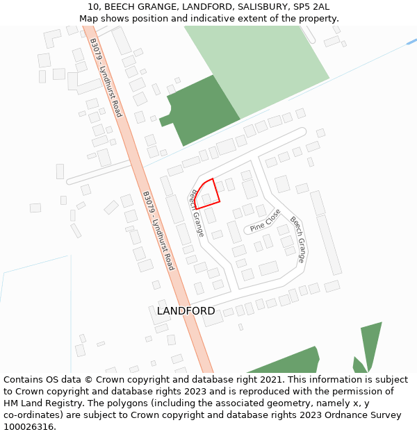 10, BEECH GRANGE, LANDFORD, SALISBURY, SP5 2AL: Location map and indicative extent of plot