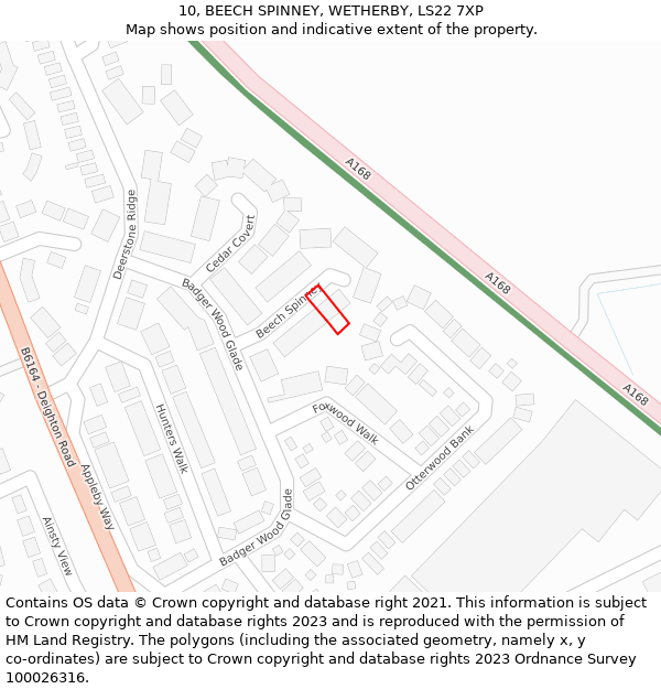 10, BEECH SPINNEY, WETHERBY, LS22 7XP: Location map and indicative extent of plot