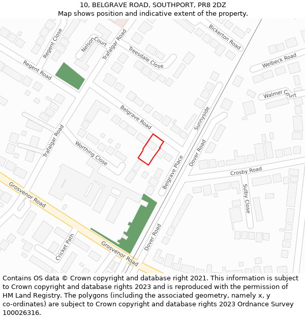 10, BELGRAVE ROAD, SOUTHPORT, PR8 2DZ: Location map and indicative extent of plot