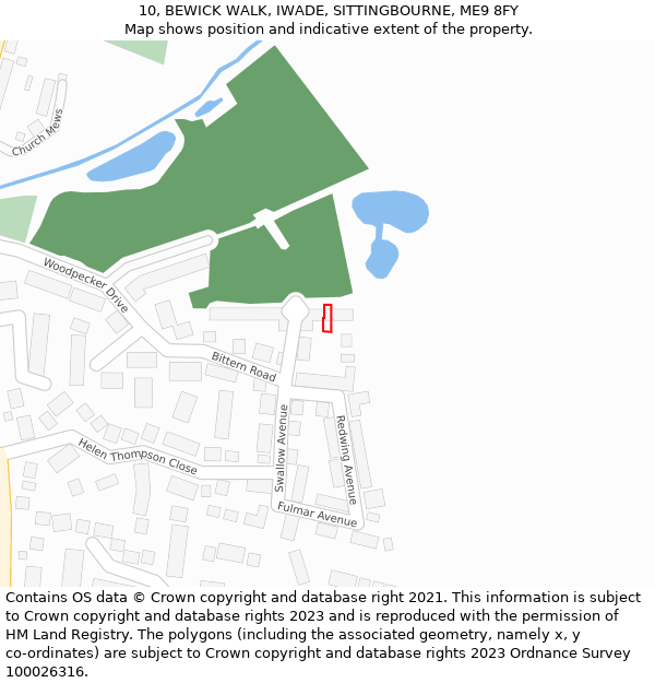 10, BEWICK WALK, IWADE, SITTINGBOURNE, ME9 8FY: Location map and indicative extent of plot