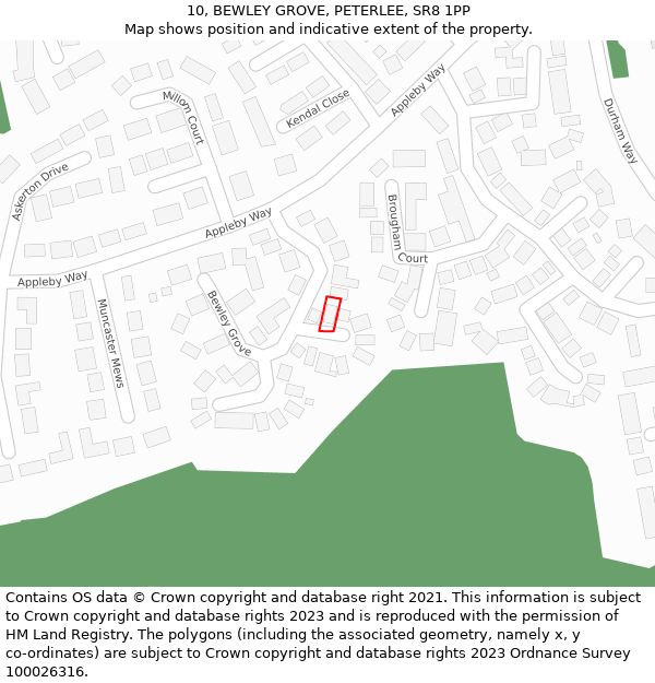 10, BEWLEY GROVE, PETERLEE, SR8 1PP: Location map and indicative extent of plot